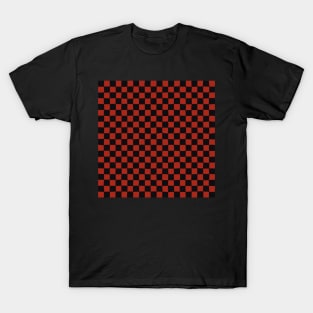 Wonky Checkerboard, Black and Red T-Shirt